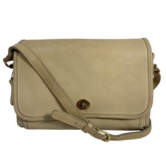 VTG COACH Ridgefield Flap 9812 Crossbody Bag Turnlock Bone Leather USA w/ Tag - Picture 1 of 12